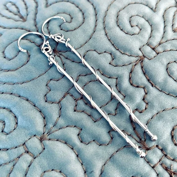 DONATED!  Sterling Silver Bar Earrings - Picture 2 of 16